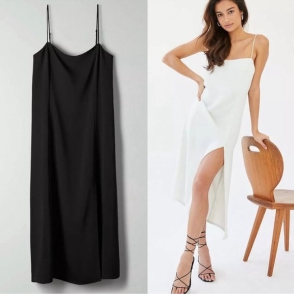 NWT Aritzia Babaton Slip Slit Midi Dress in Black #72388 - Picture 1 of 10